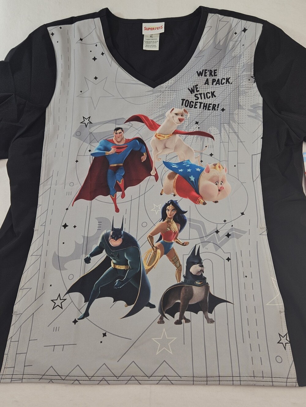 DC Super Pets NEW Cherokee Scrubs Tooniforms V-Neck Top Size XL